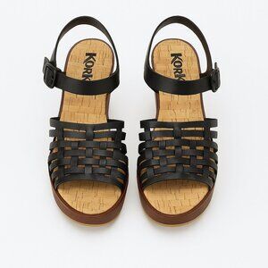 KORKS by KORK-EASE Women's, Marley Sandal Black Size 10 Wedge NEW
